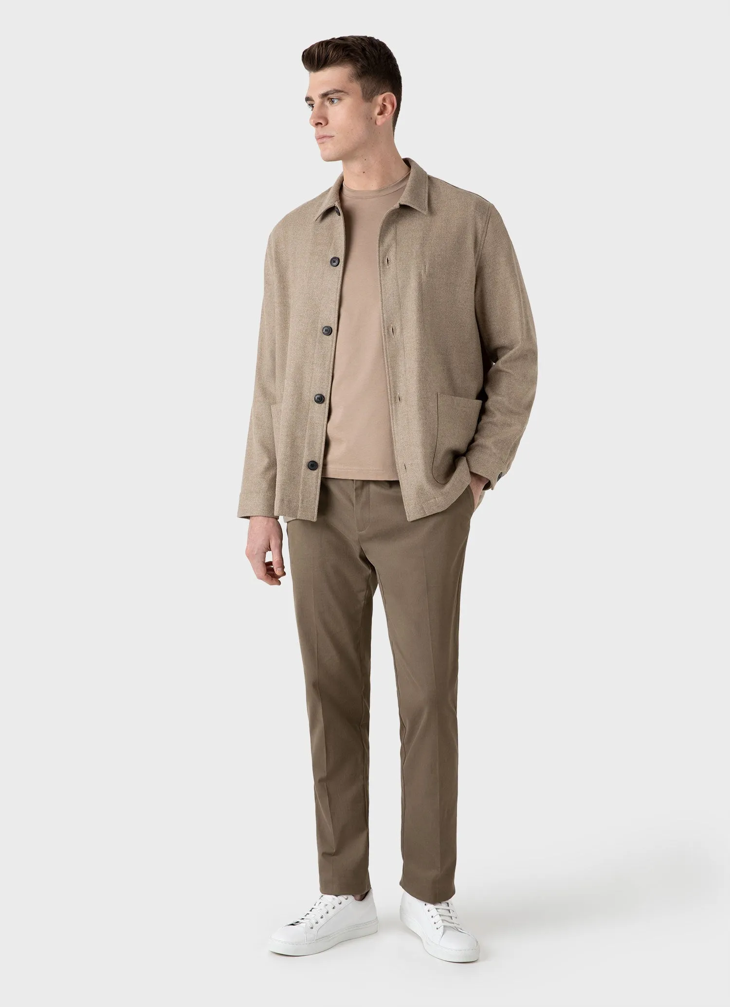 Men's Riviera Midweight T-shirt in Sandstone Sunspel
