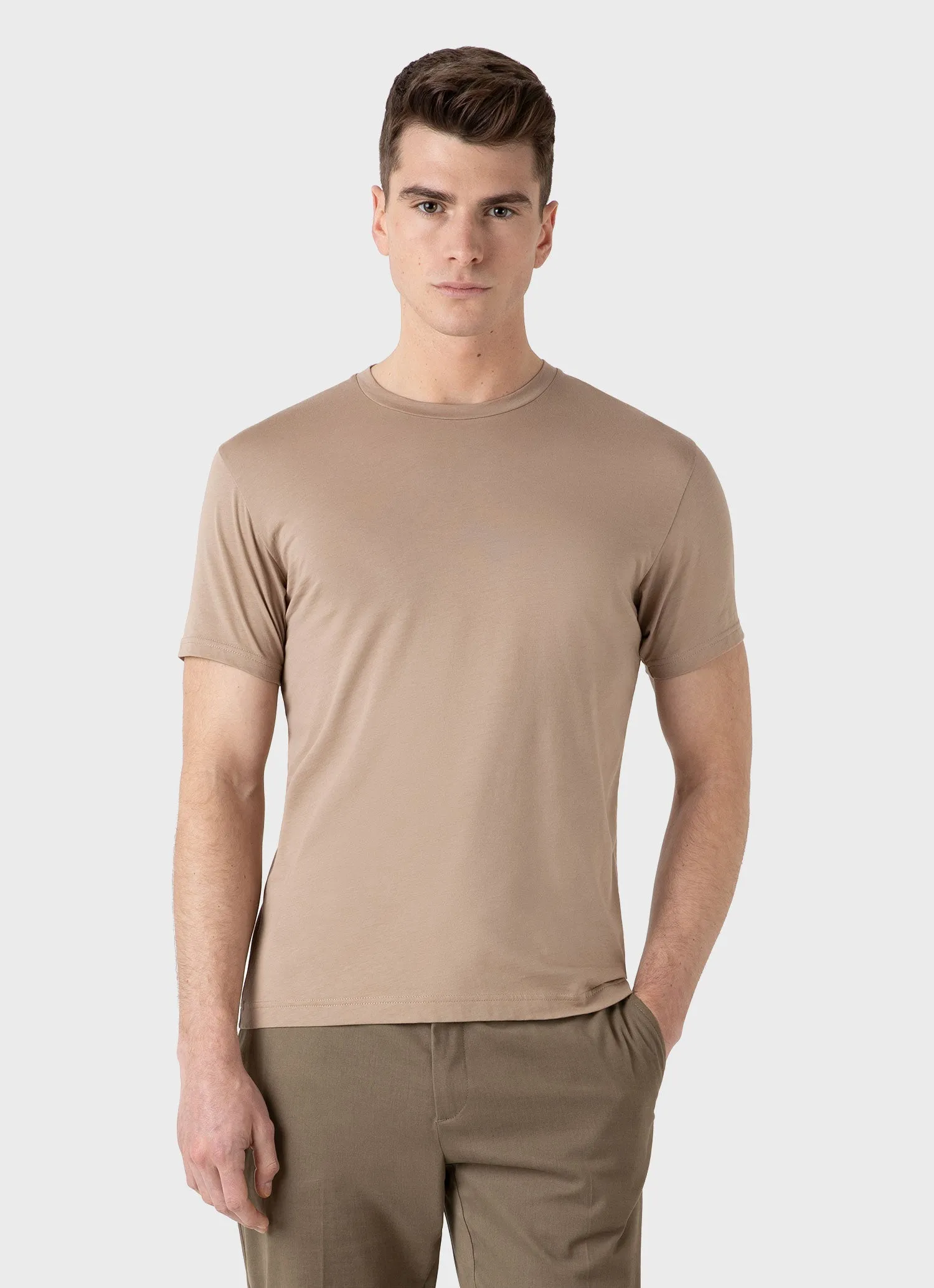 Men's Riviera Midweight T-shirt in Sandstone Sunspel