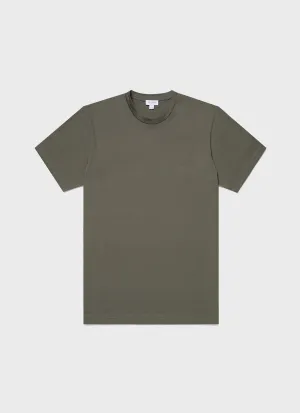 Men's Riviera Midweight T?shirt in Khaki Sunspel