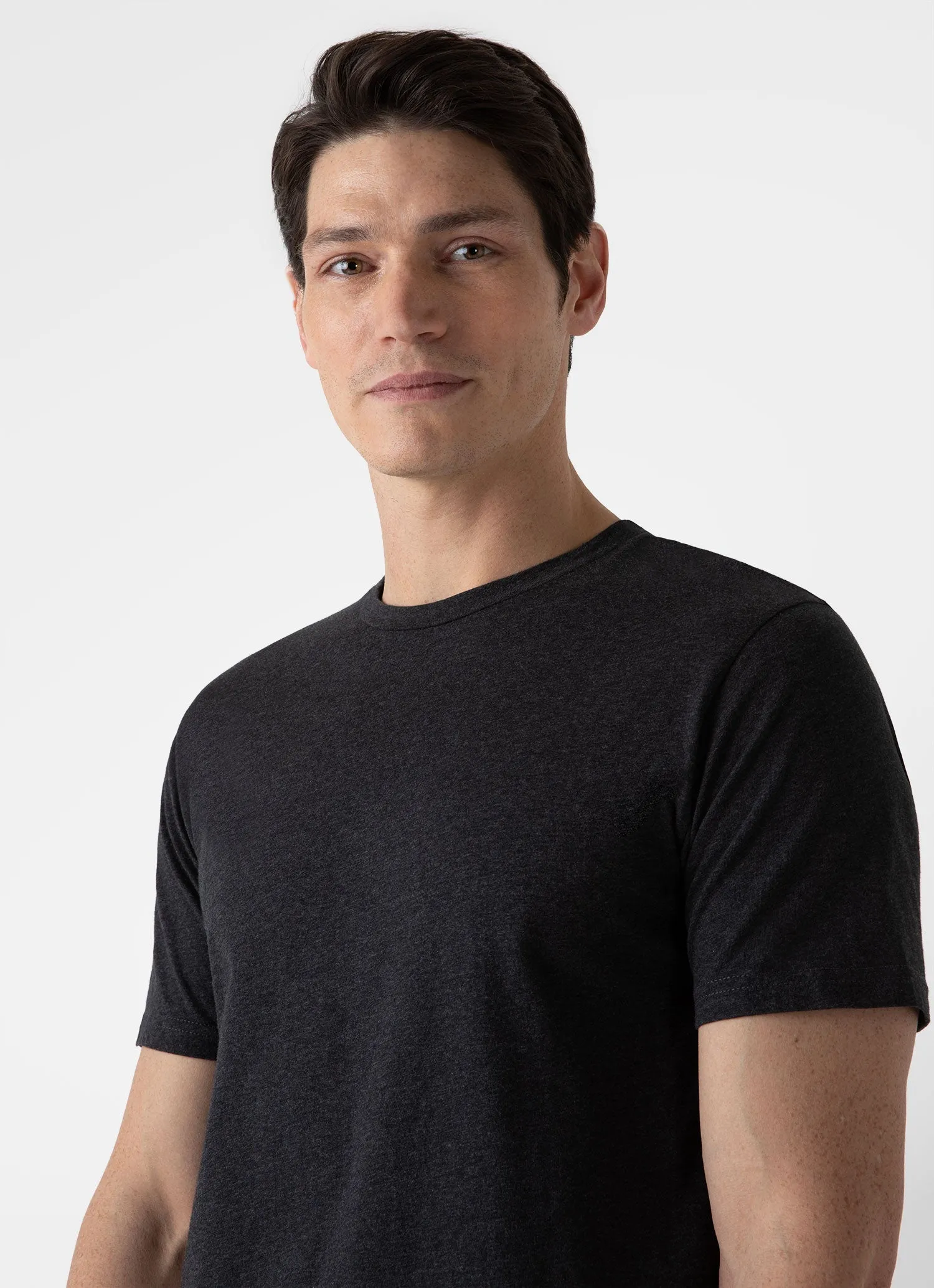 Men's Riviera T-shirt in Charcoal Melange Sunspel