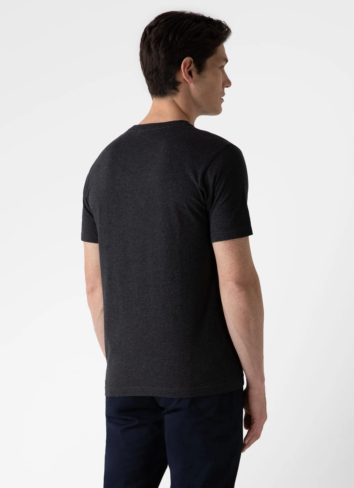 Men's Riviera T-shirt in Charcoal Melange Sunspel