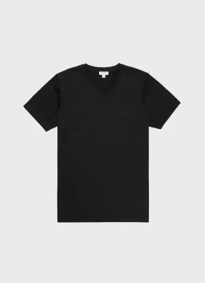 Men's Riviera V-neck T-shirt in Black Sunspel