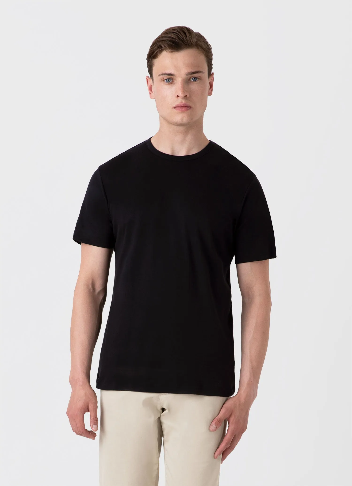 Men's Sea Island Cotton T-shirt in Black Sunspel