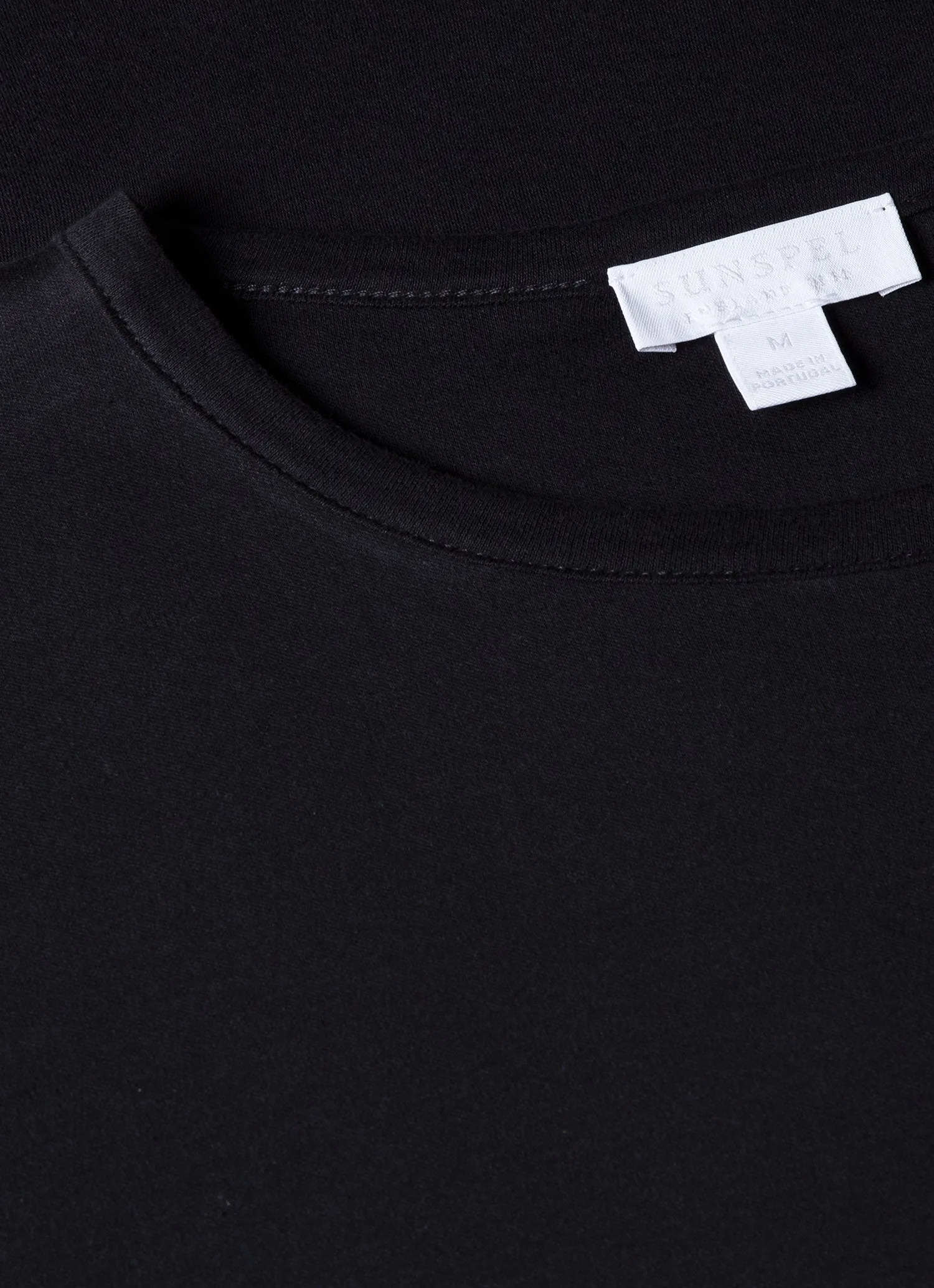 Men's Sea Island Cotton T-shirt in Black Sunspel