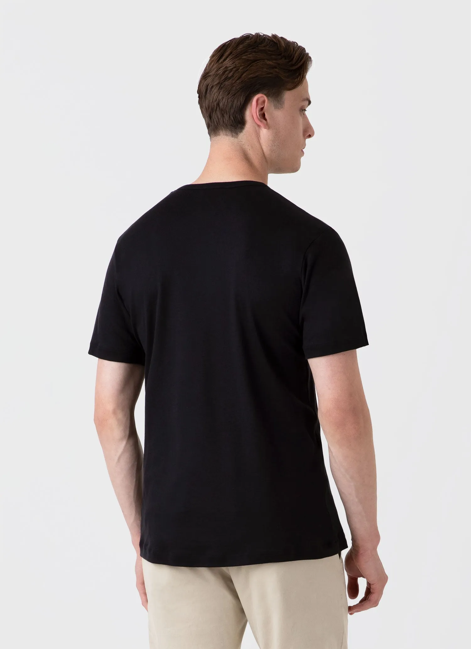 Men's Sea Island Cotton T-shirt in Black Sunspel