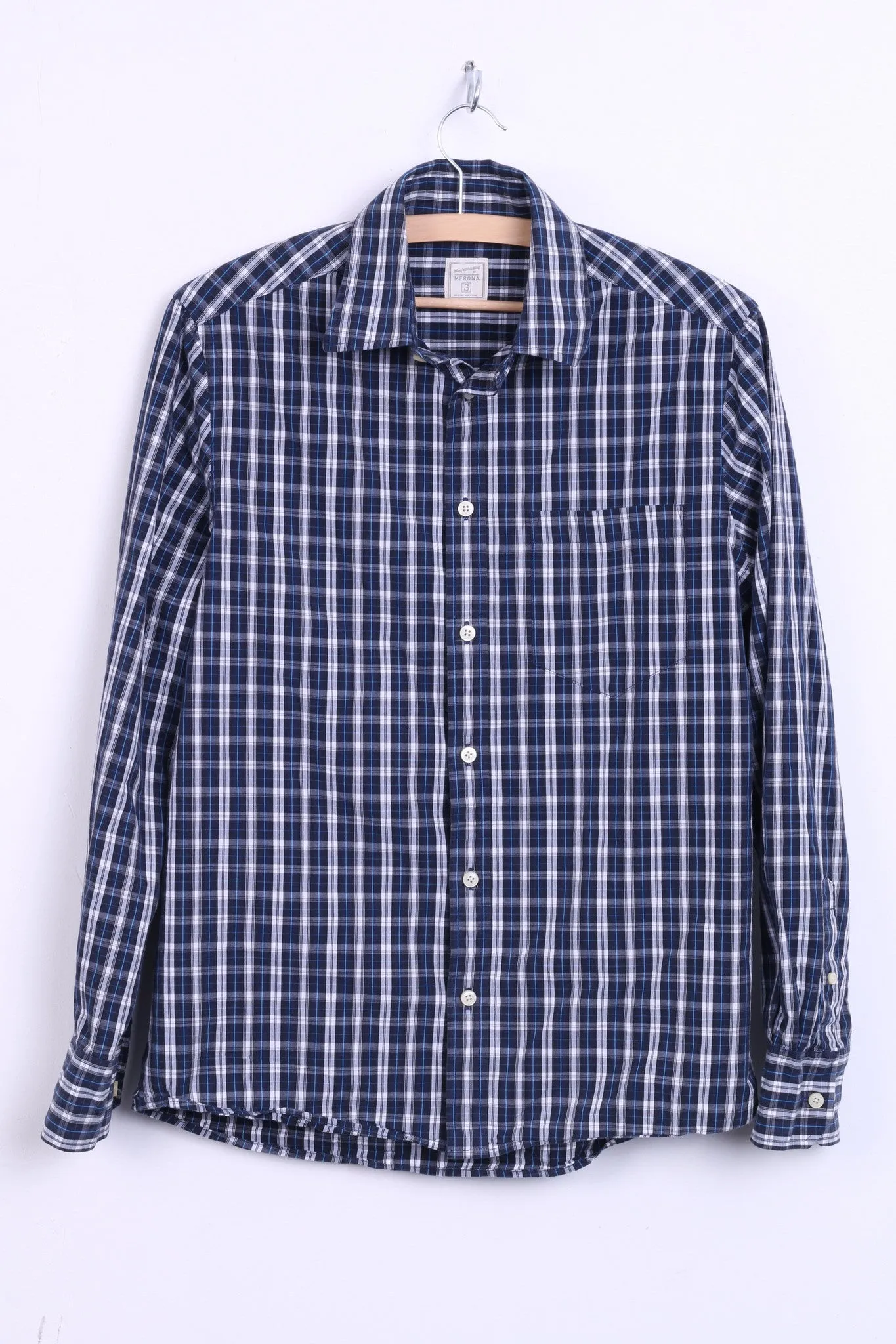 Merona Mens S Casual Shirt Check Navy Cotton Top