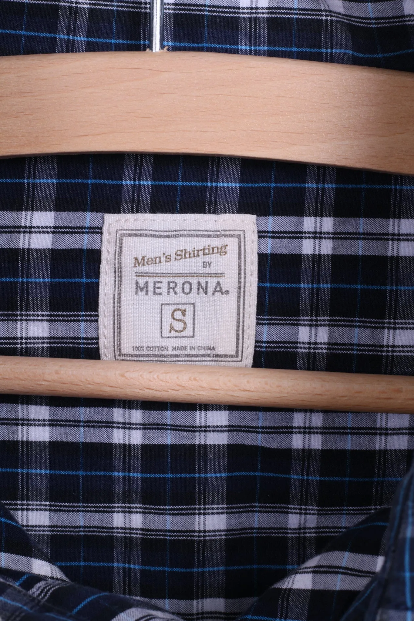 Merona Mens S Casual Shirt Check Navy Cotton Top
