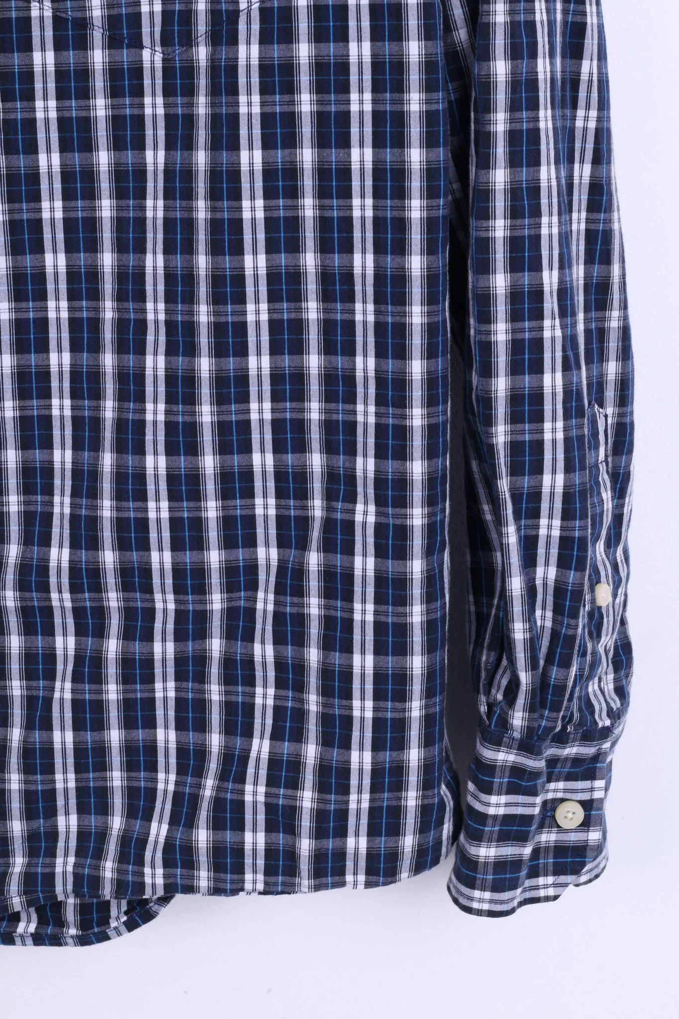 Merona Mens S Casual Shirt Check Navy Cotton Top
