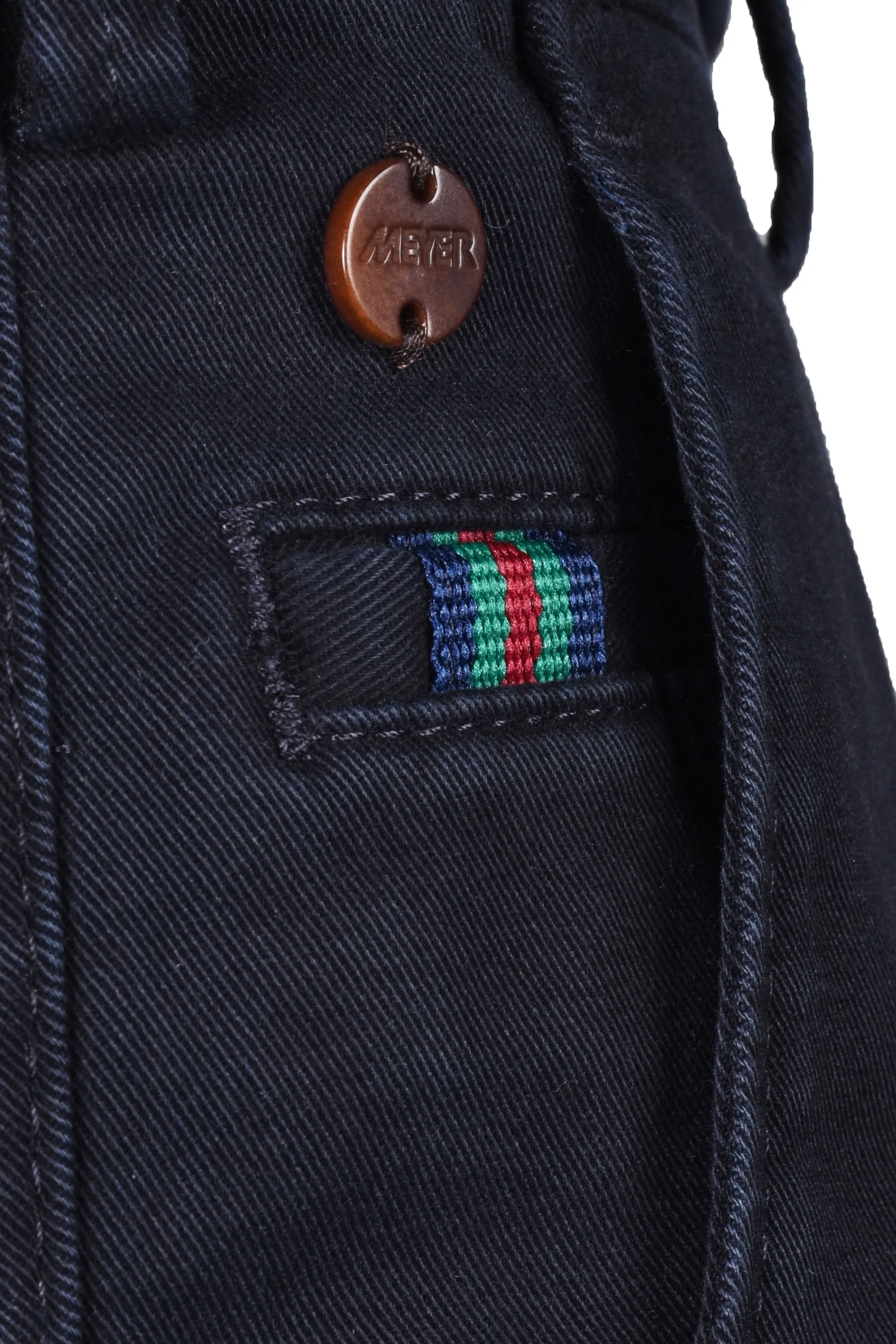 Meyer Roma Cotton Chino Straight Fit Trousers Navy