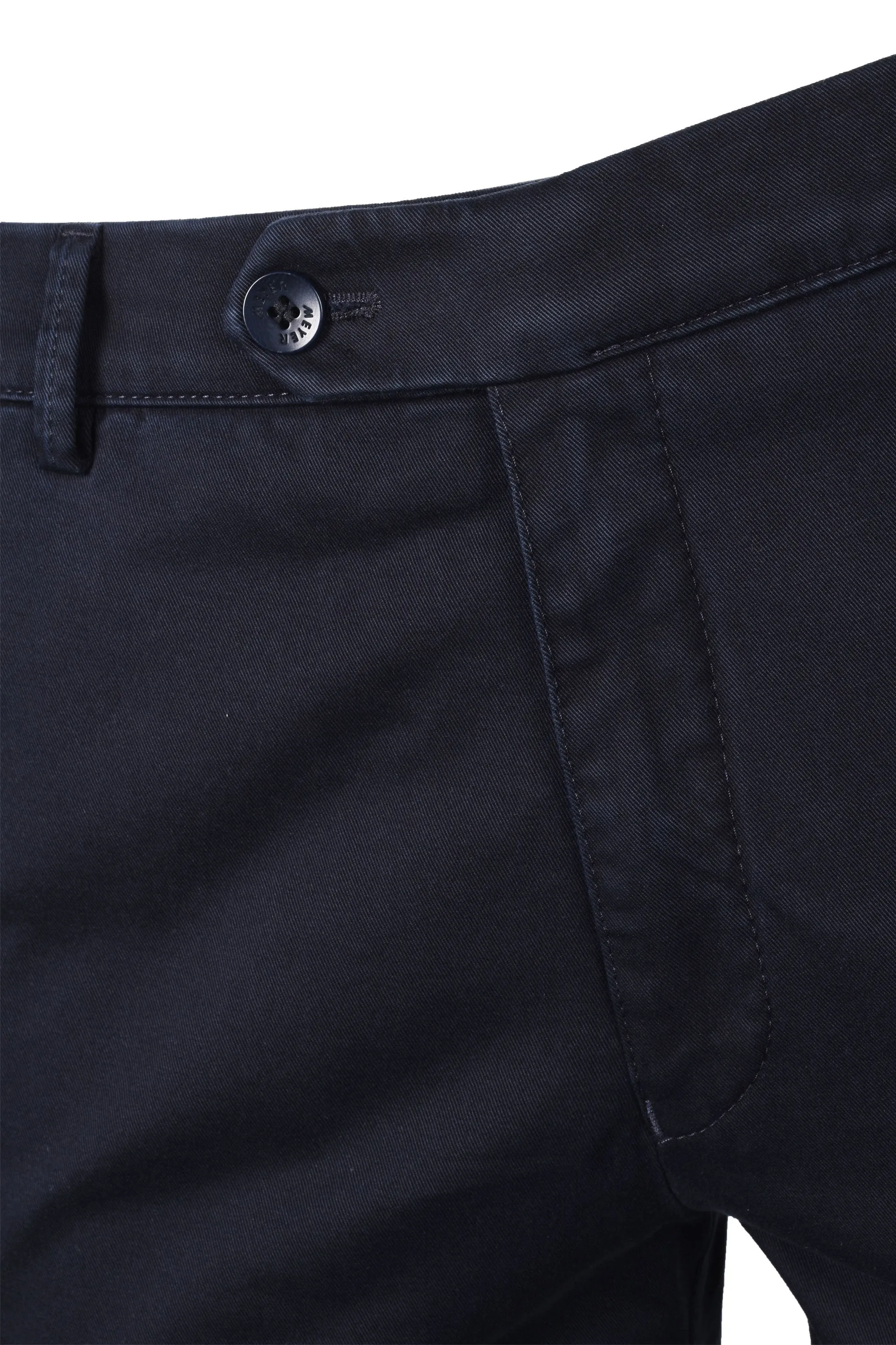 Meyer Roma Cotton Chino Straight Fit Trousers Navy