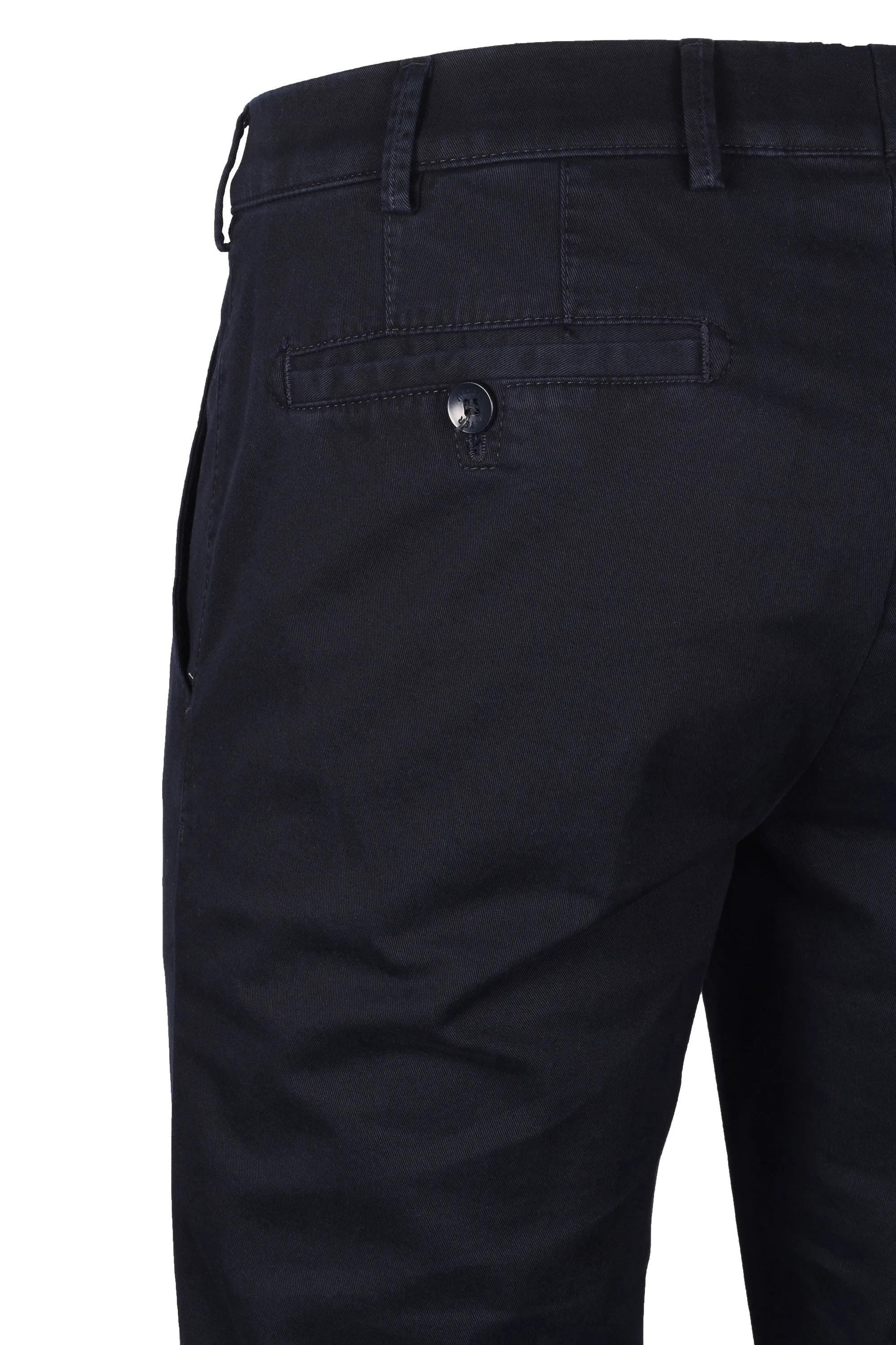 Meyer Roma Cotton Chino Straight Fit Trousers Navy