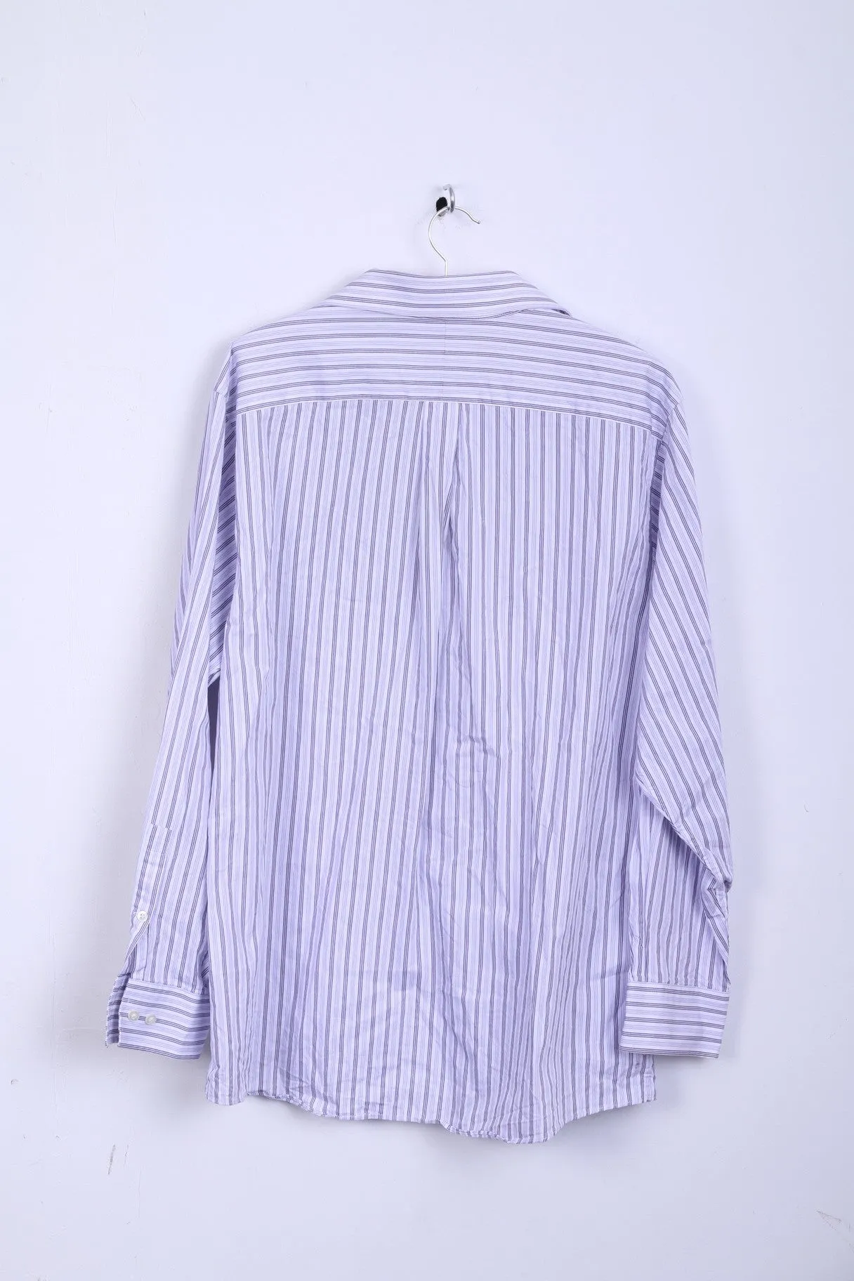 Michael Kors Mens 16.5 34/36 XL Casual Shirt Striped Cotton White Long Sleeve