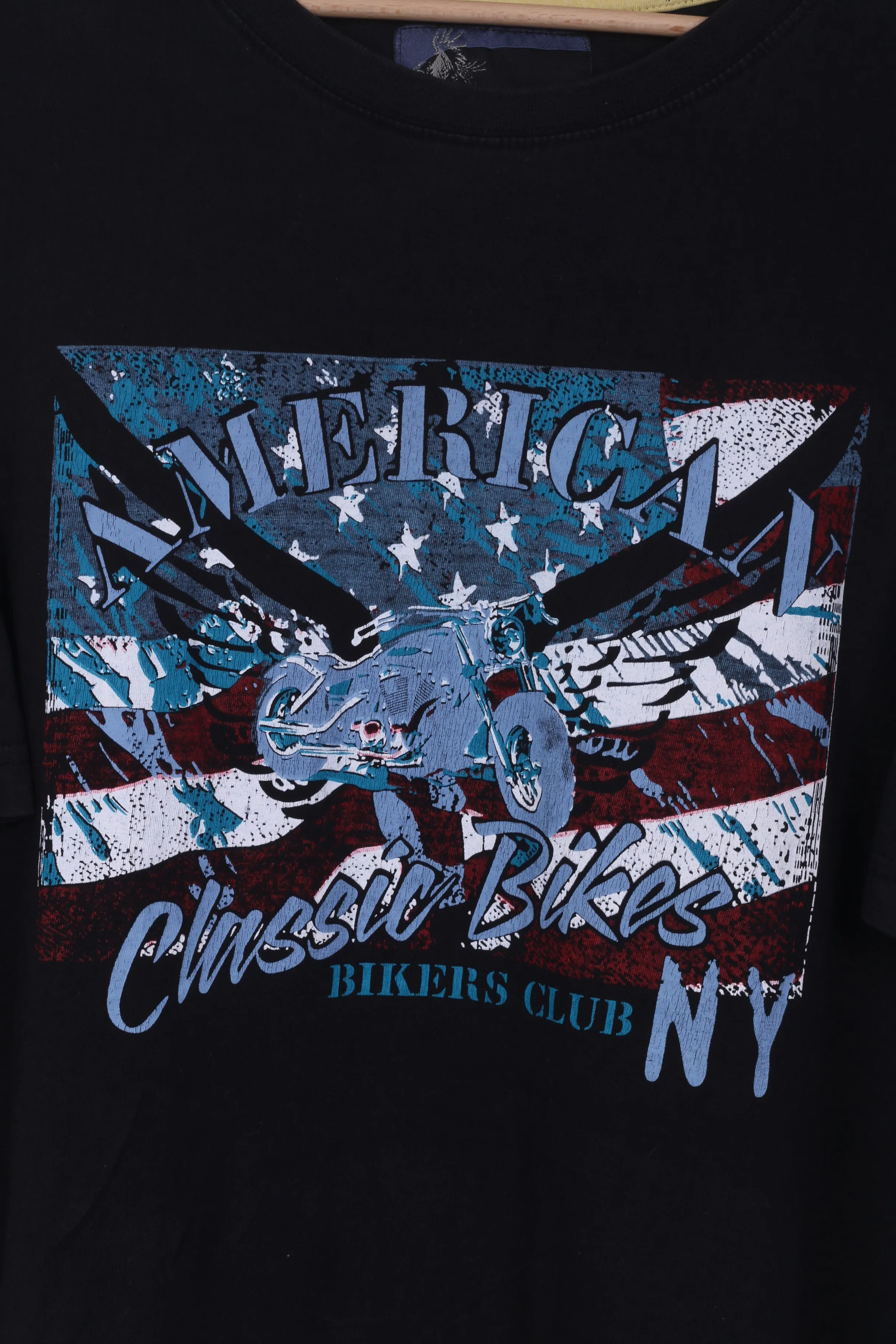 Moto Shop Freedom Mens XL Shirt Graphic Classic Bikers Club Navy Cotton