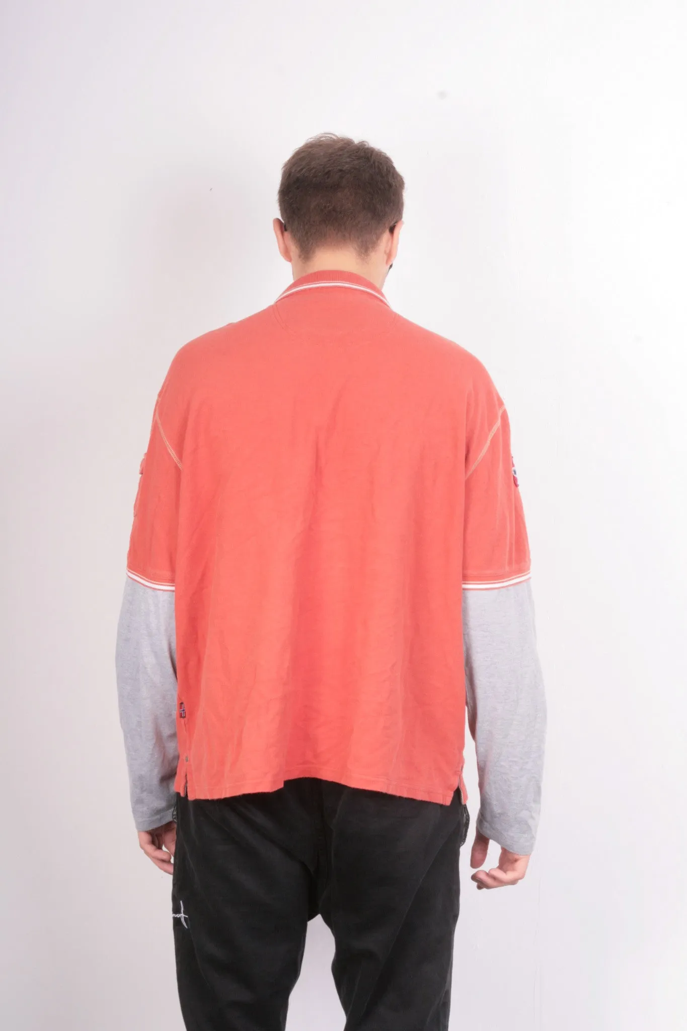 Nangaparbat Mens XXL Polo Shirt Orange Long Sleeve