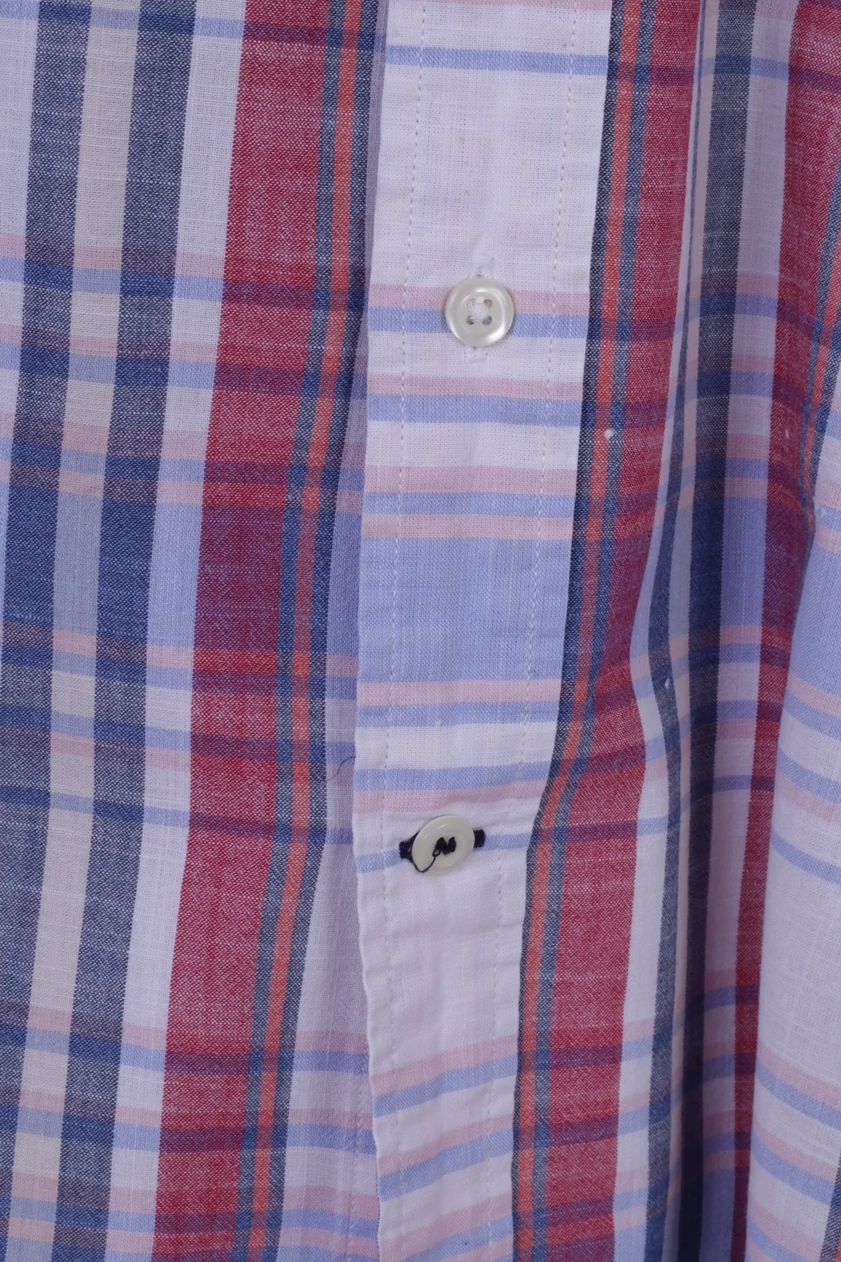 Nautica Mens L Casual Shirt Blue Check Heritage Fit 100% Cotton Long Sleeve