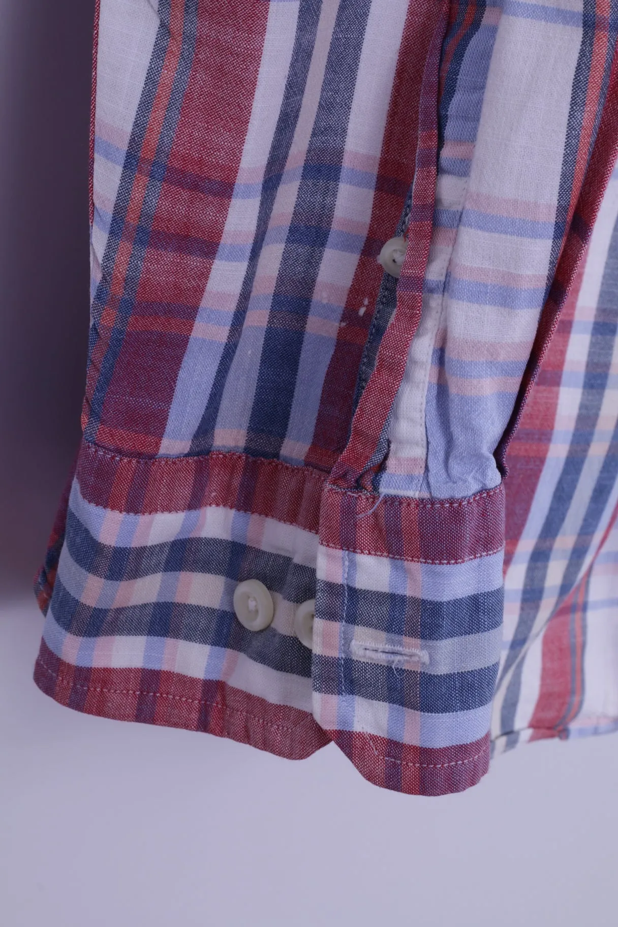 Nautica Mens L Casual Shirt Blue Check Heritage Fit 100% Cotton Long Sleeve