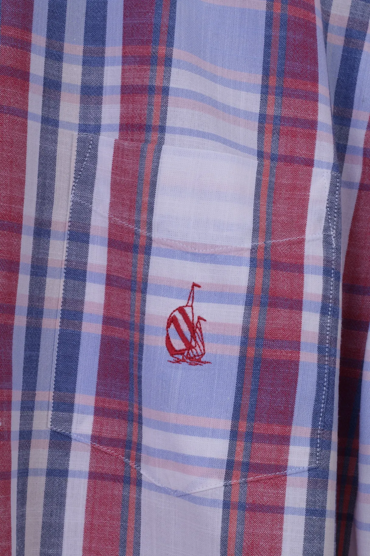 Nautica Mens L Casual Shirt Blue Check Heritage Fit 100% Cotton Long Sleeve