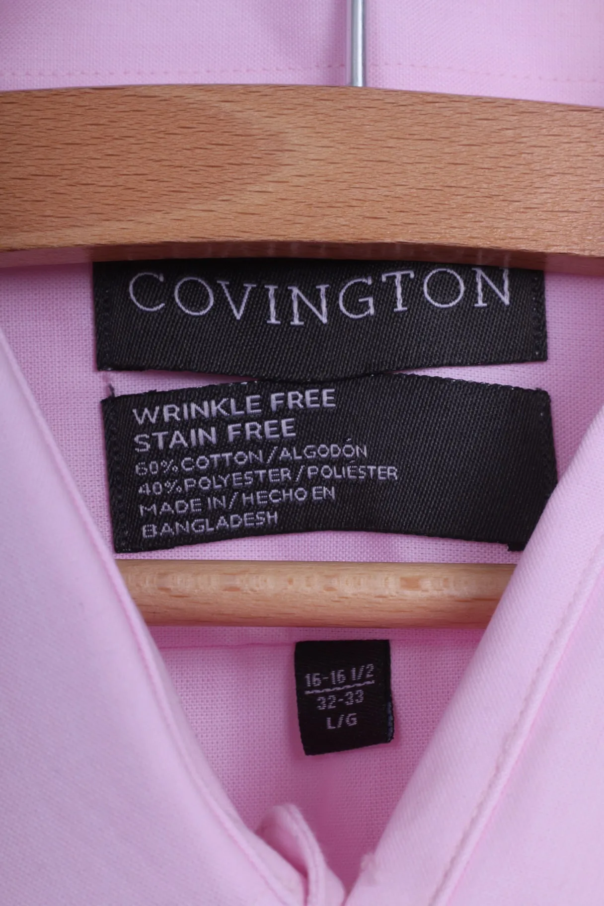 New Covington Mens L Casual Shirt Pink Cotton Classic Fit