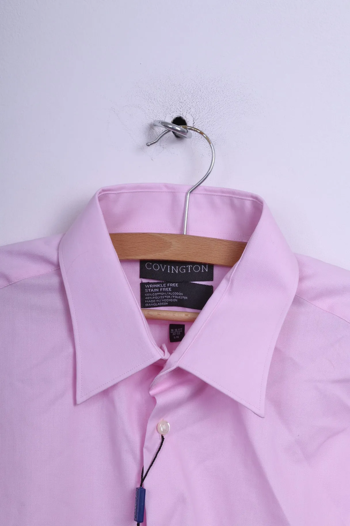 New Covington Mens L Casual Shirt Pink Cotton Classic Fit