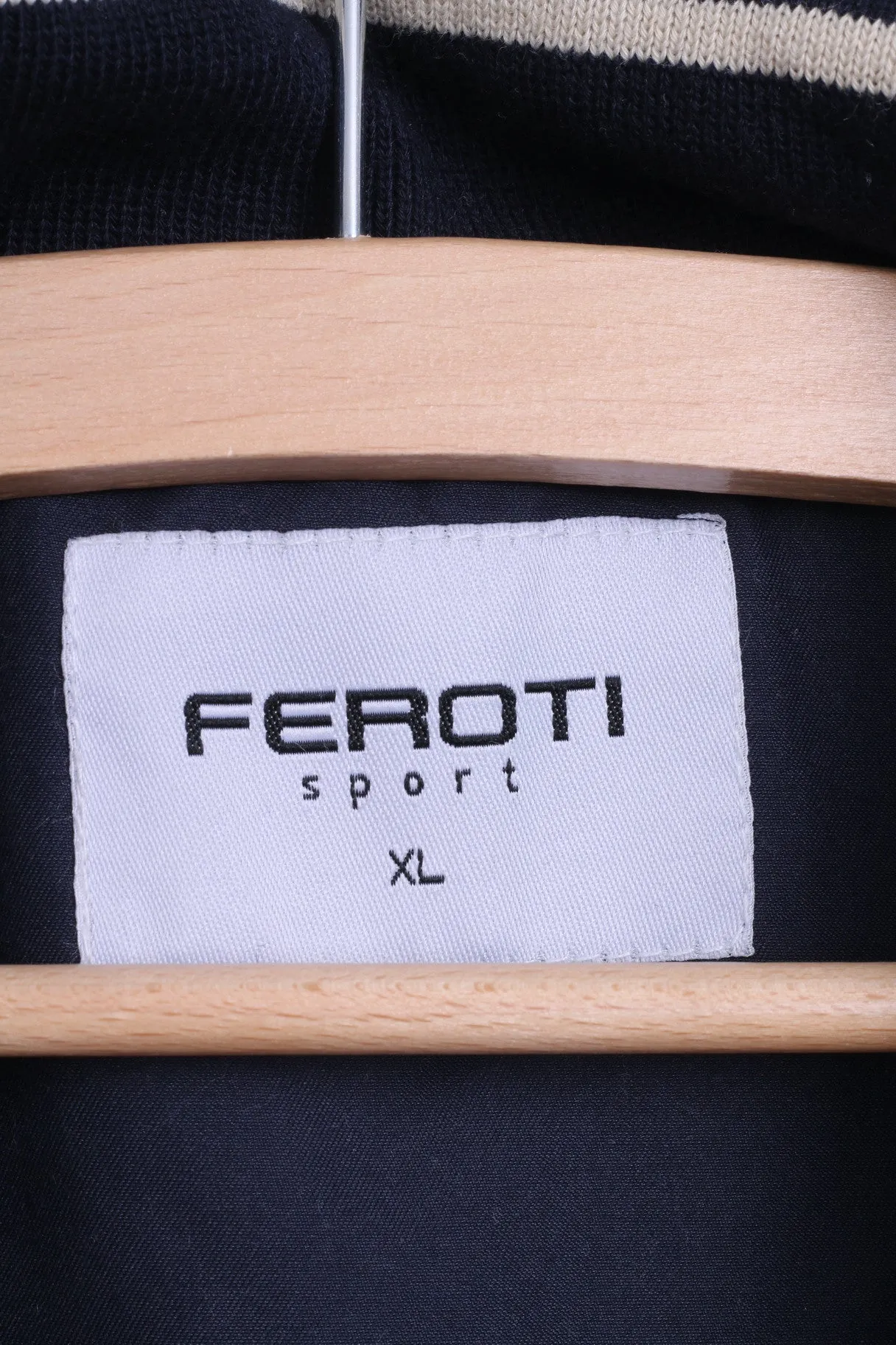 New FROTI Sport Mens XL Track Top Jacket Navy Zip Neck Teflon