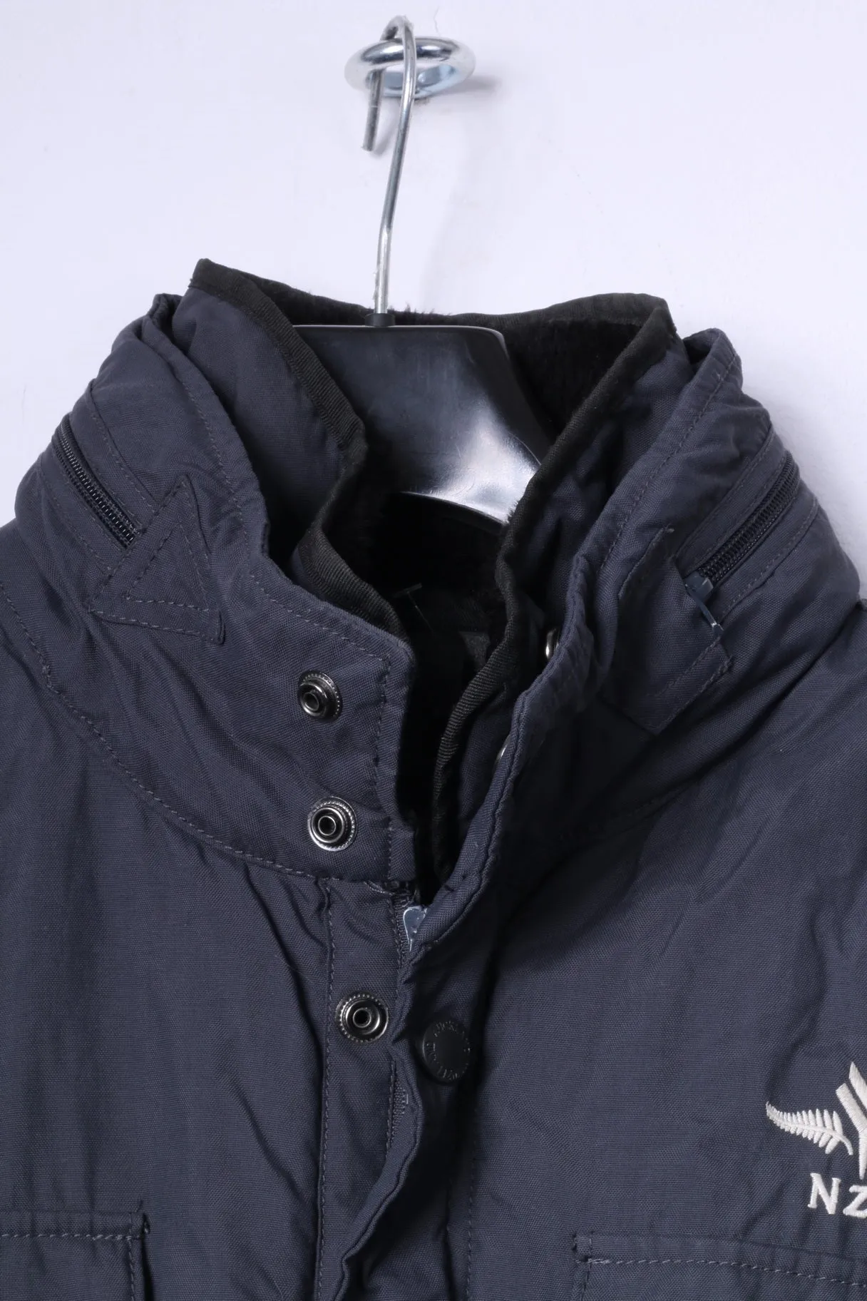 New Zealand Auckland Mens XXL Jacket Navy Padded Removable Lining Hidden Hood Top