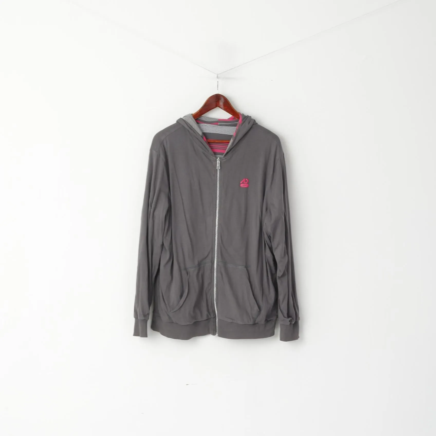 Nike Athletic Dept Men L Sweatshirt Grey Cotton Double Sided Hooded Sportswear Top