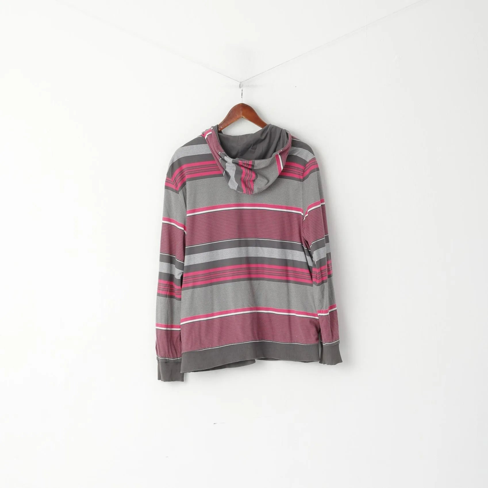 Nike Athletic Dept Men L Sweatshirt Grey Cotton Double Sided Hooded Sportswear Top