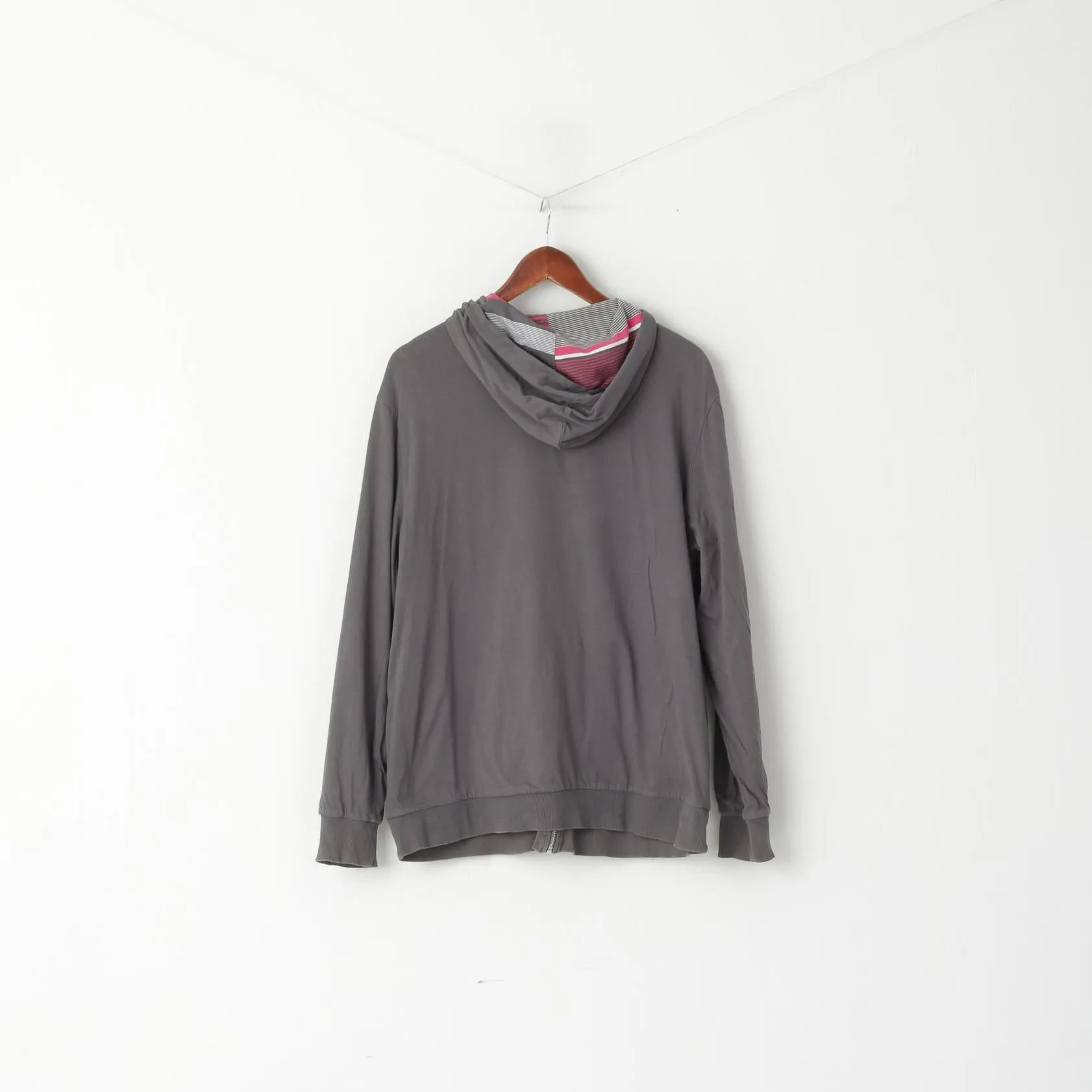 Nike Athletic Dept Men L Sweatshirt Grey Cotton Double Sided Hooded Sportswear Top