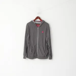 Nike Athletic Dept Men L Sweatshirt Grey Cotton Double Sided Hooded Sportswear Top
