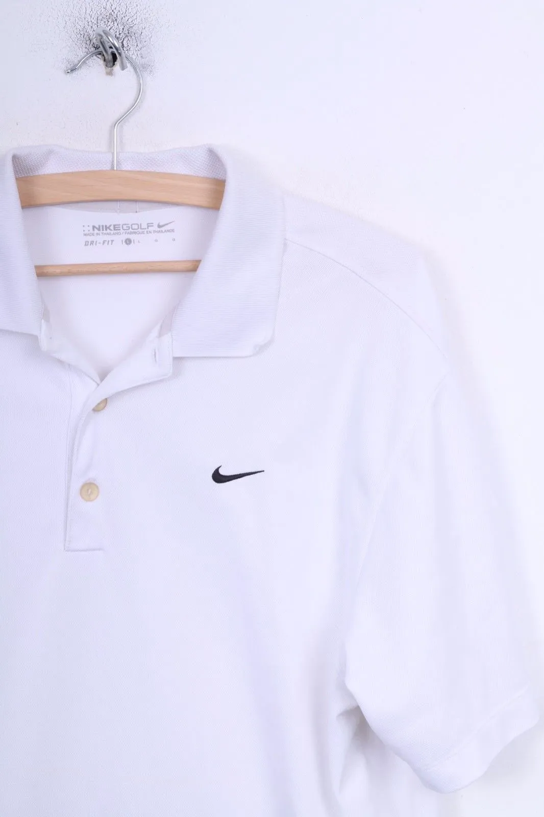 Nike Golf Mens L Polo Shirt White Sport Dri-Fit Training