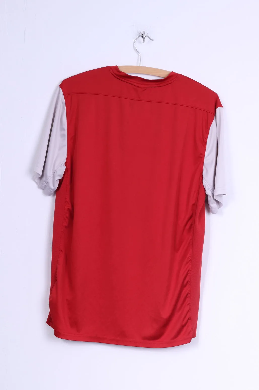 Nike Mens L Shirt Red Dri Fit Sport Training Football Jersey Top