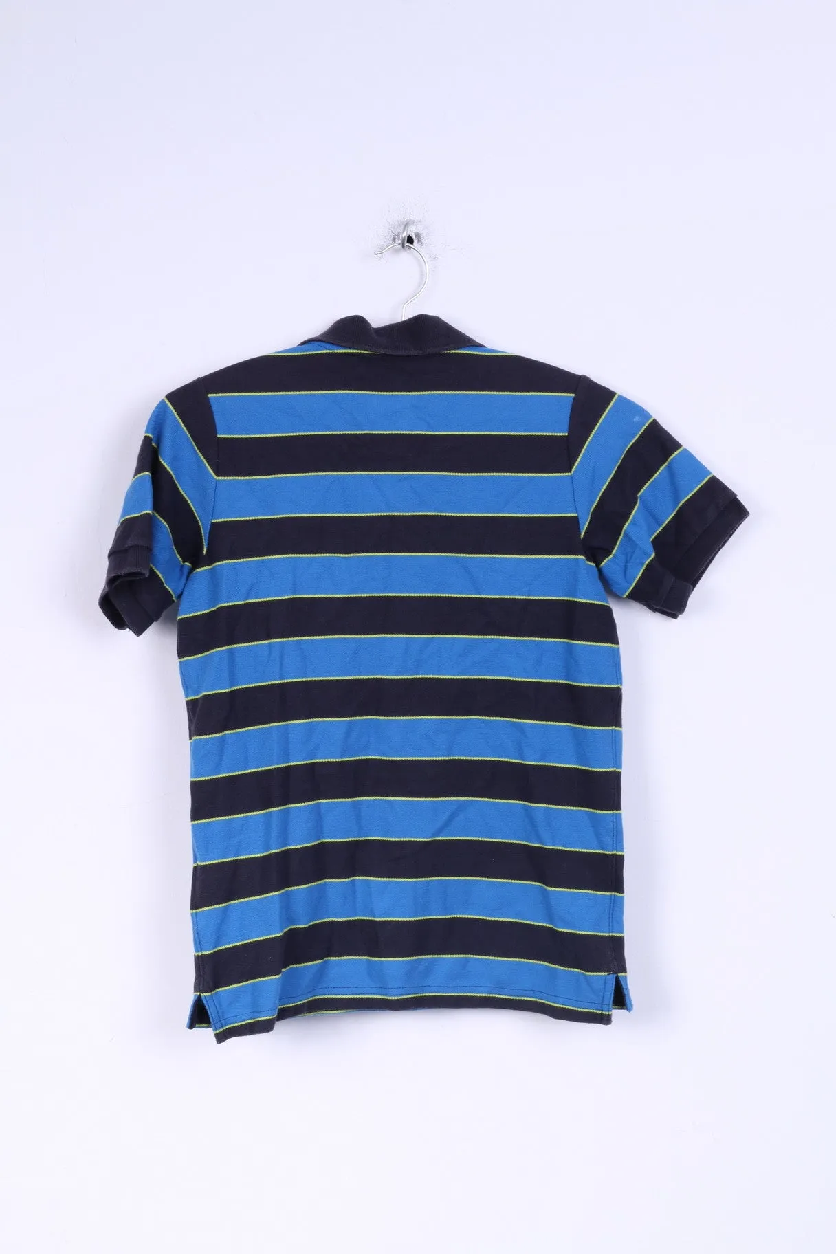 Nike Mens M Polo Shirt Striped Blue Cotton Short Sleeve