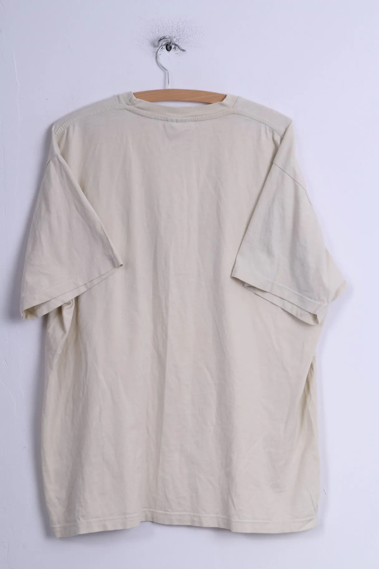 Nike Mens XL T- Shirt Cream Cotton Crew Neck Logo Graphic Top