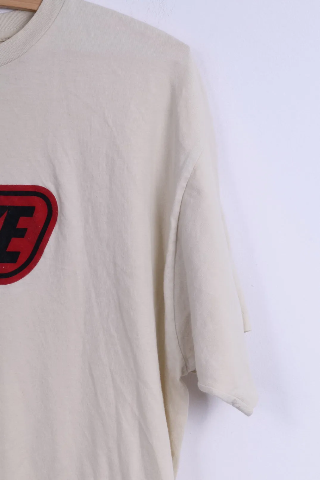 Nike Mens XL T- Shirt Cream Cotton Crew Neck Logo Graphic Top