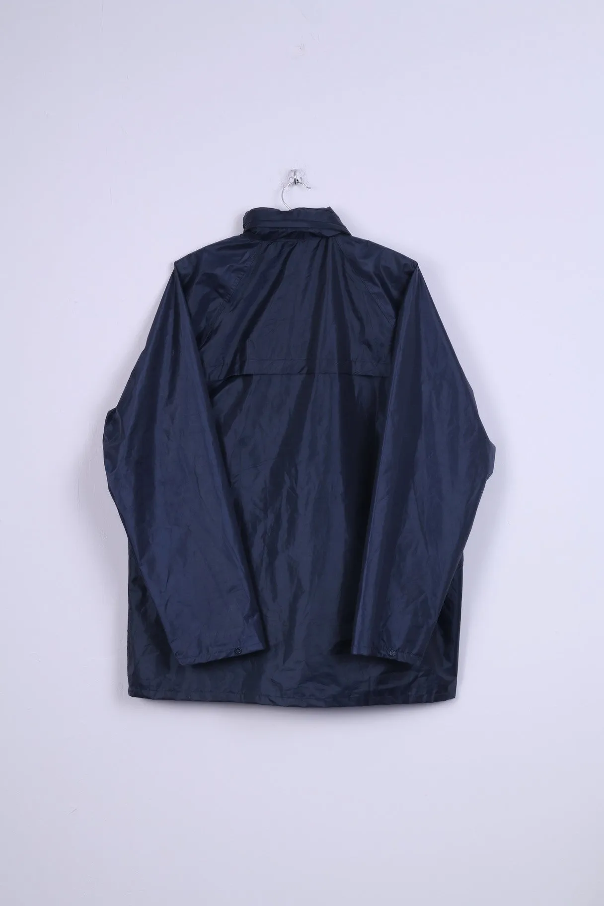 No name Mens L Jacket Navy Full Zipper Top Hidden Hood