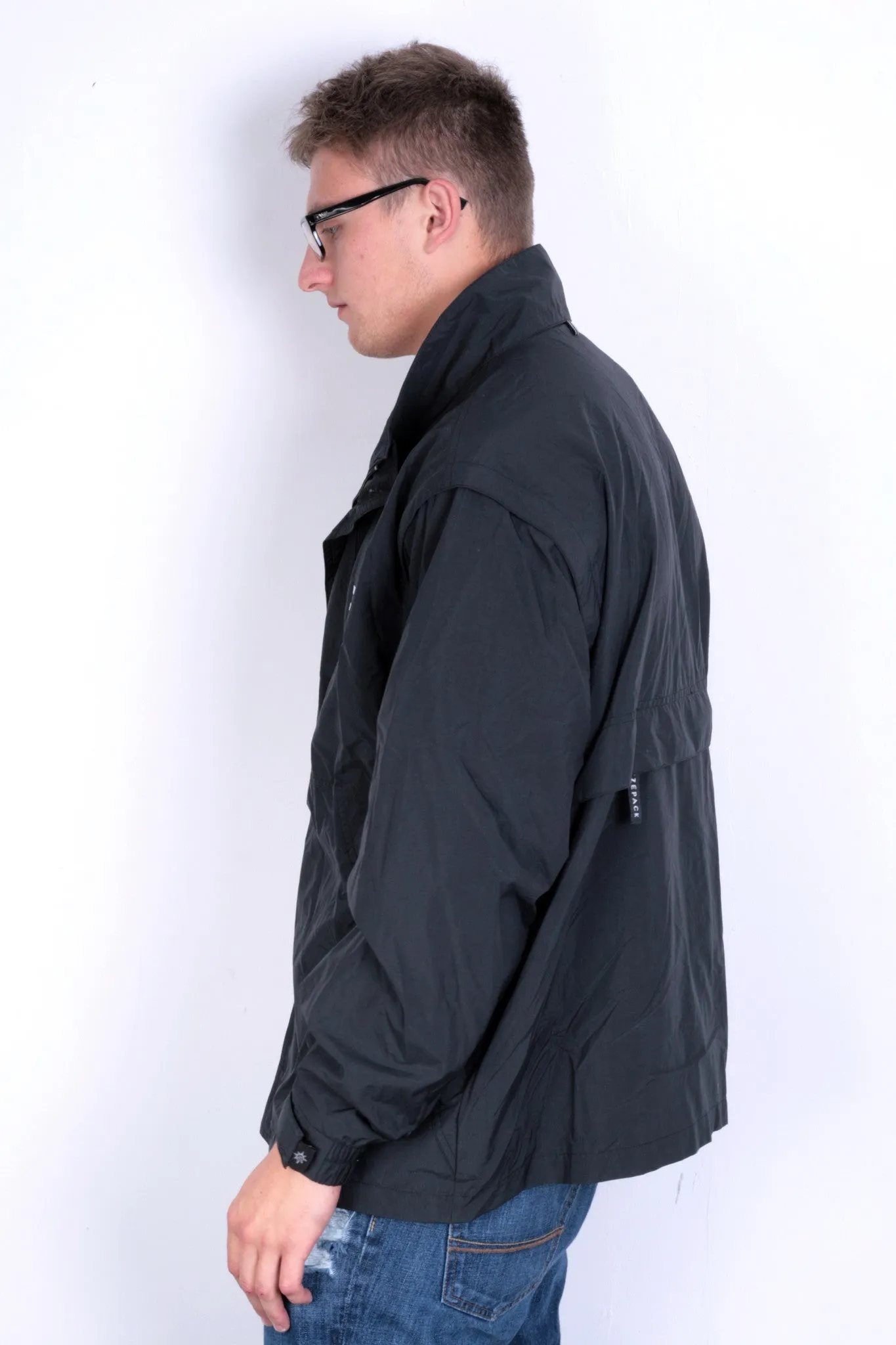 North End Mens L Jacket Full Zipper Black Waterproof