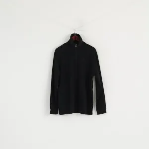 ODLO Men XL Fleece Top Black Stretch Zip Neck Long Sleeve Activewear Top