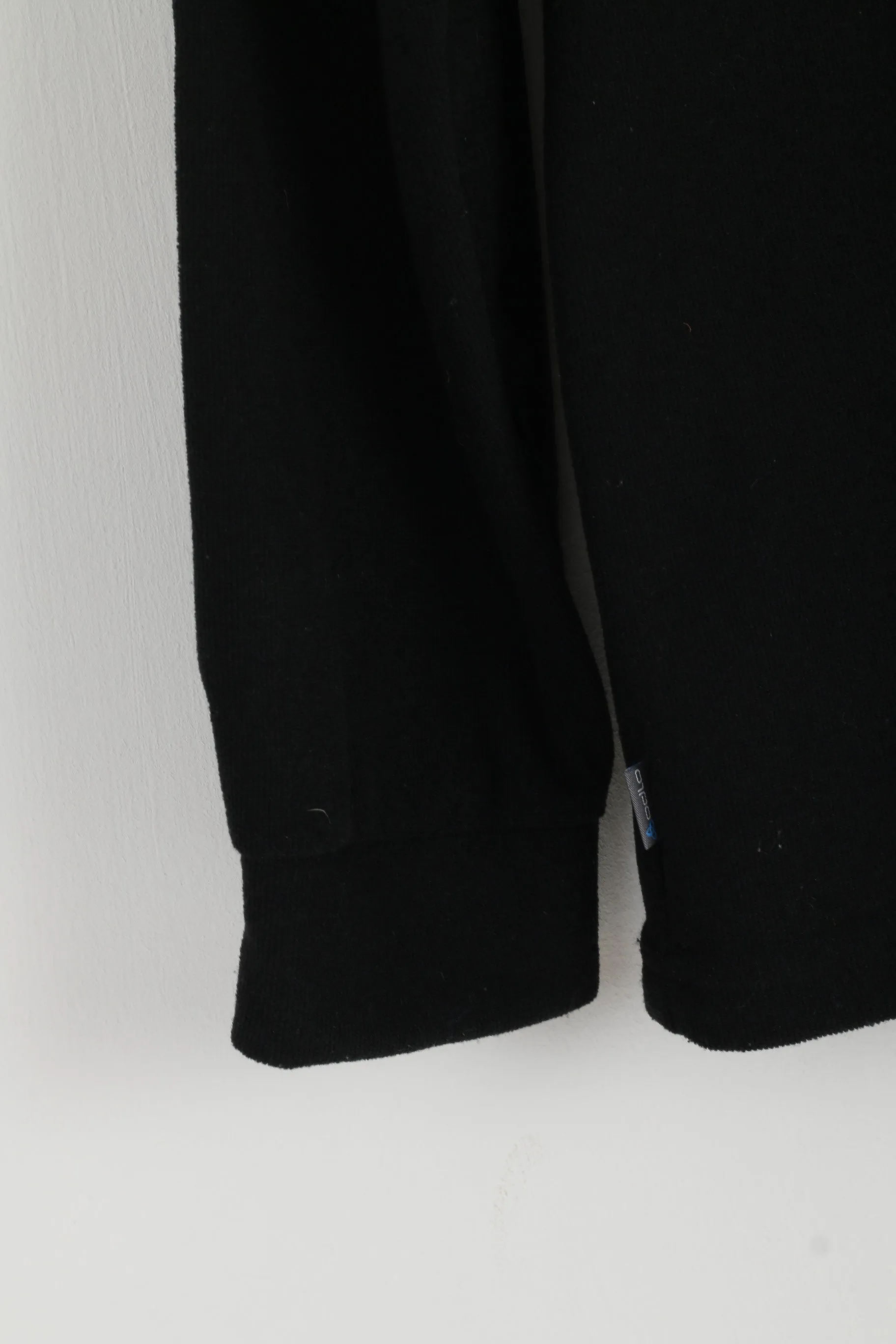 ODLO Men XL Fleece Top Black Stretch Zip Neck Long Sleeve Activewear Top
