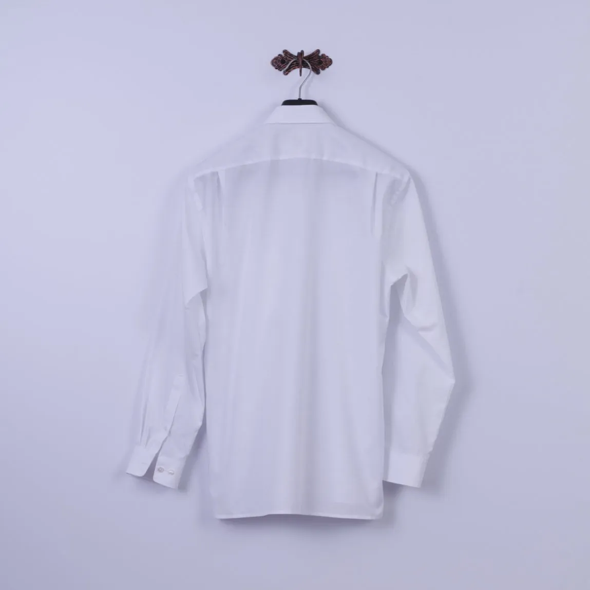 Olymp Luxor Mens L Casual Shirt White Cotton Modern Fit Long Sleeve Top