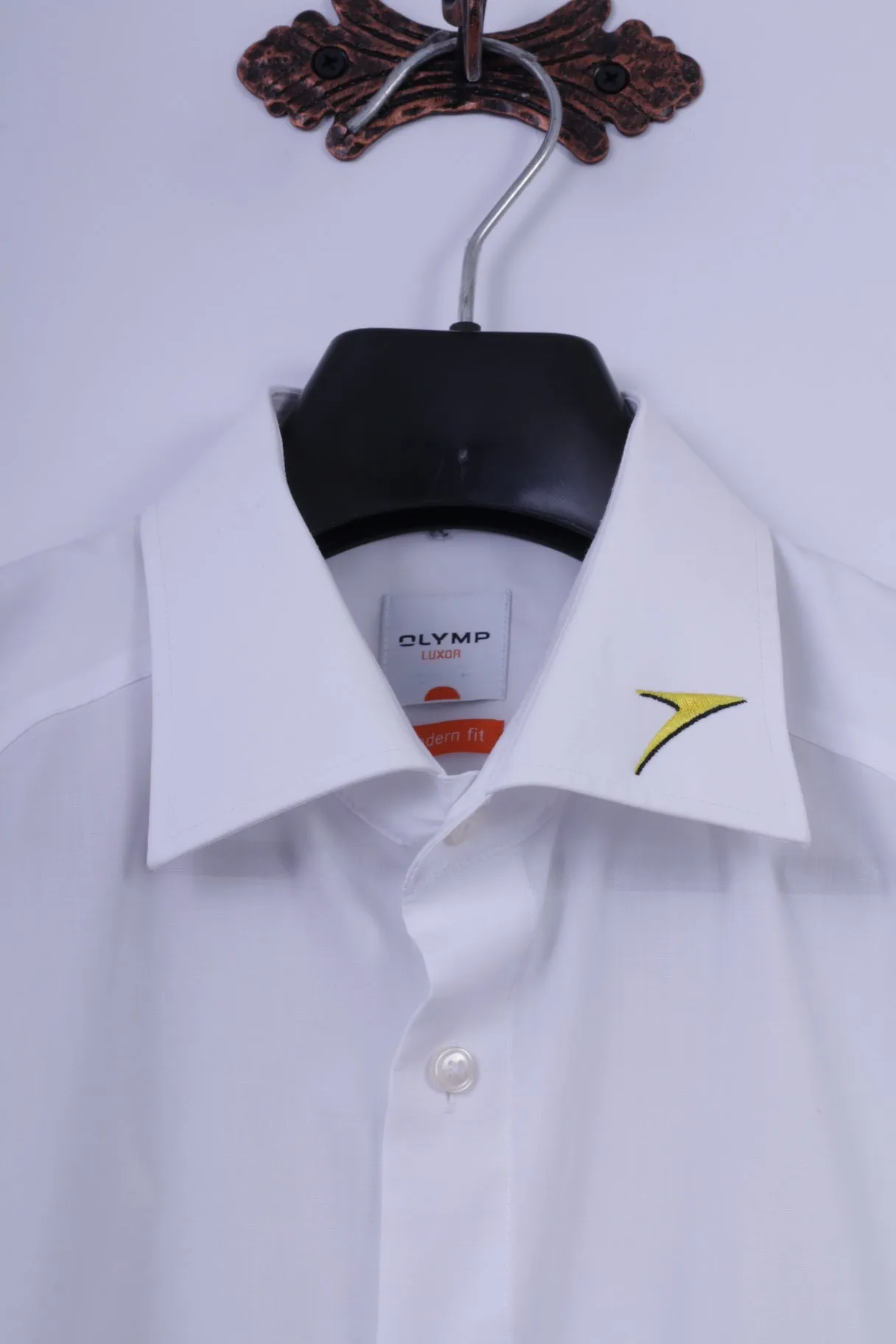 Olymp Luxor Mens L Casual Shirt White Cotton Modern Fit Long Sleeve Top