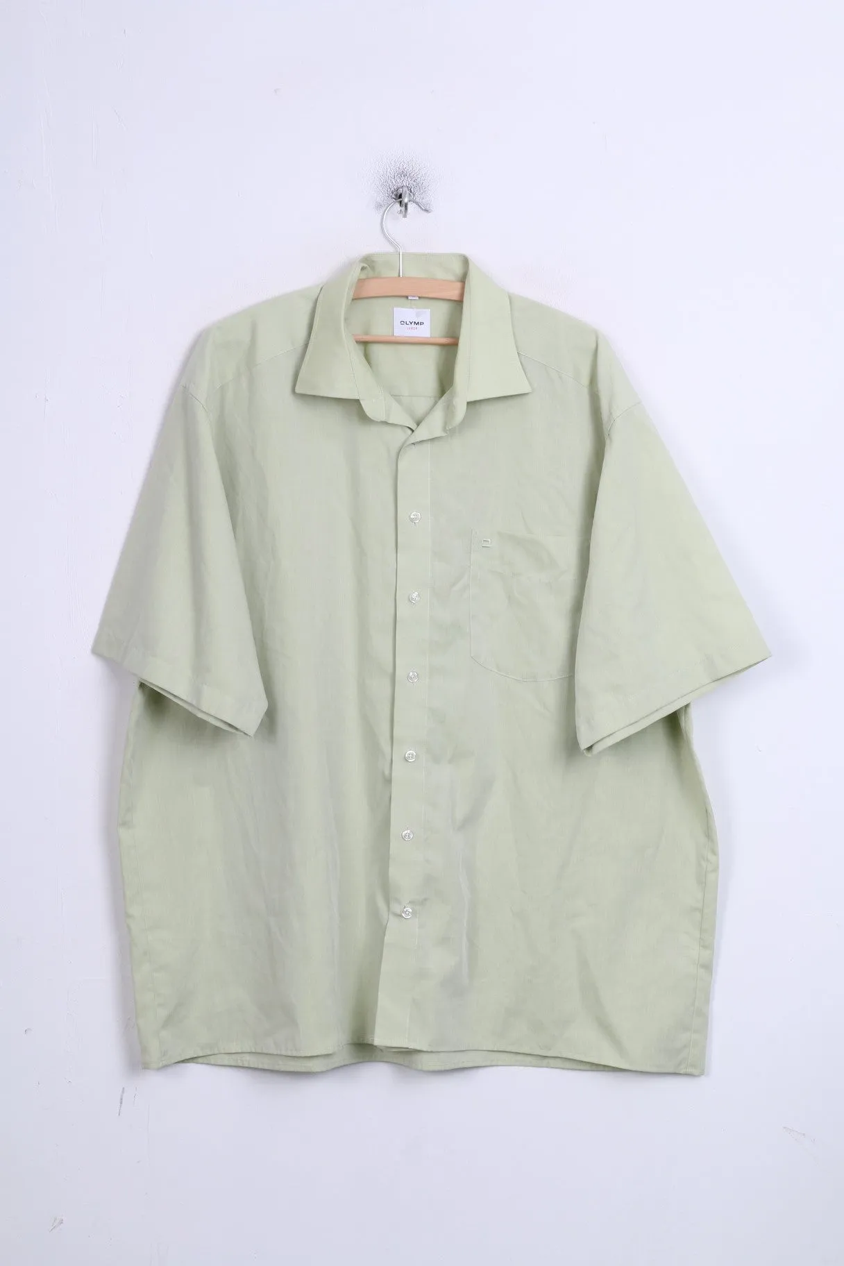 OLYMP Luxor Mens XXL Casual Shirt Green Short Sleeve Standard Collar 45