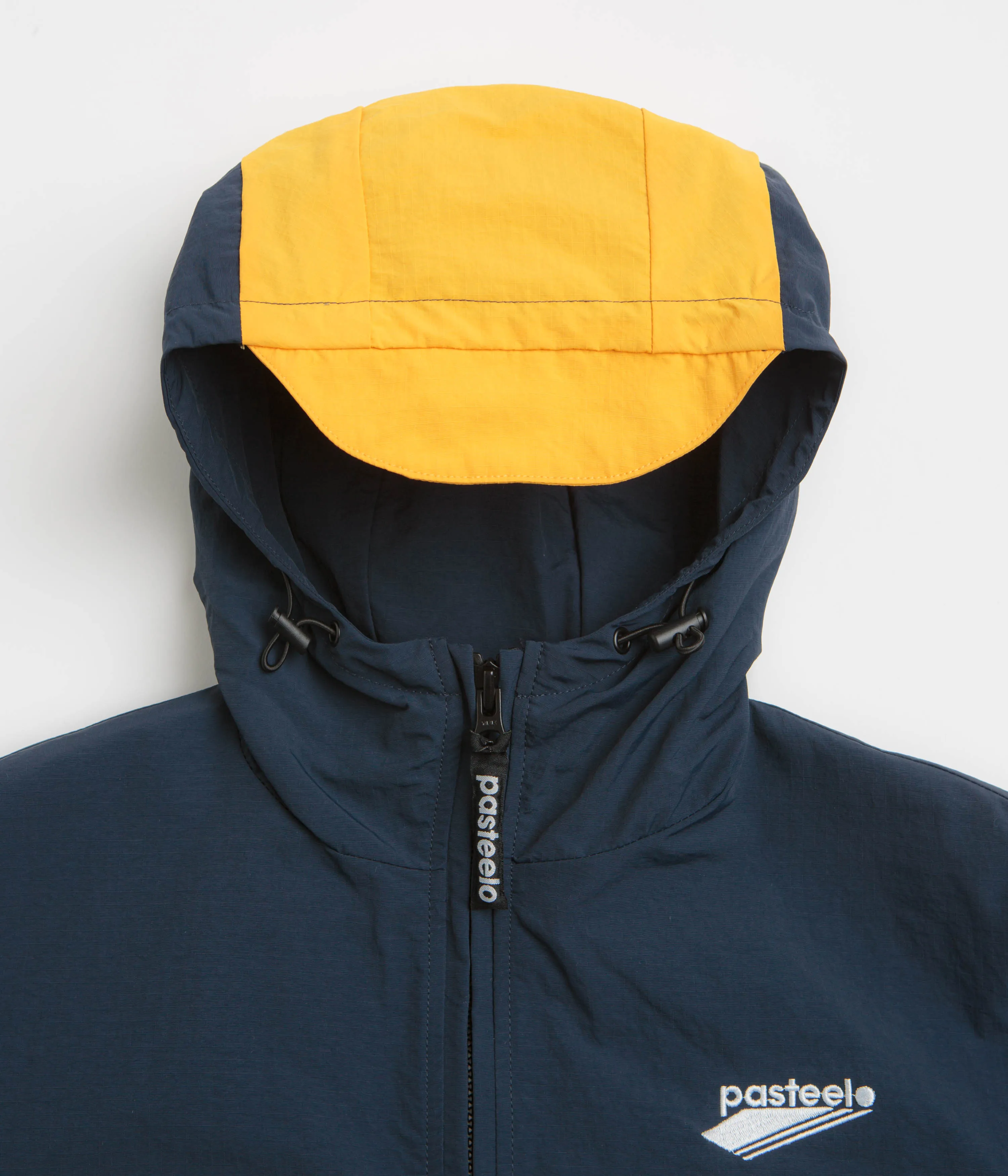 Pasteelo Hooded Windbreaker Jacket - Navy / Olive / Gold