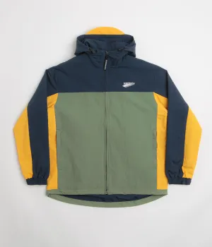 Pasteelo Hooded Windbreaker Jacket - Navy / Olive / Gold