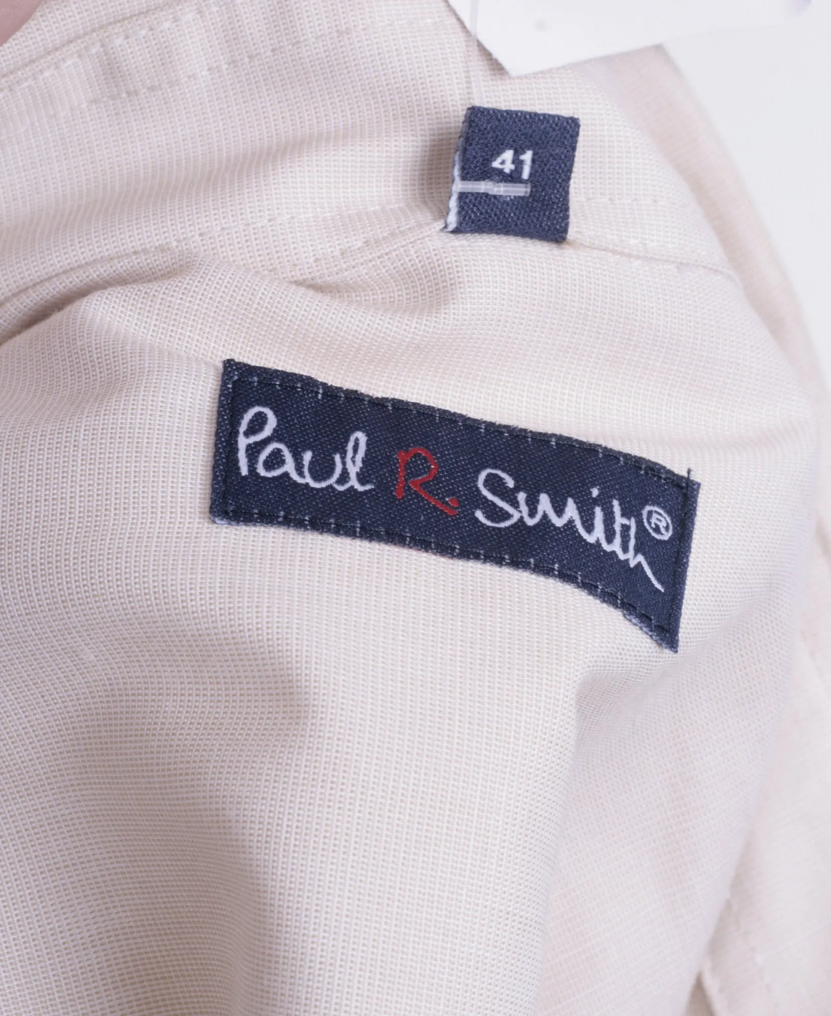 Paul R. Smith Mens 41 M Casual Shirt Beige Long Sleeve Cotton