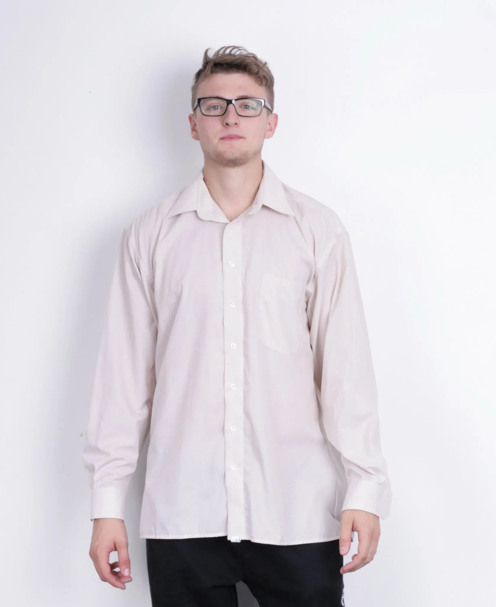 Paul R. Smith Mens 41 M Casual Shirt Beige Long Sleeve Cotton