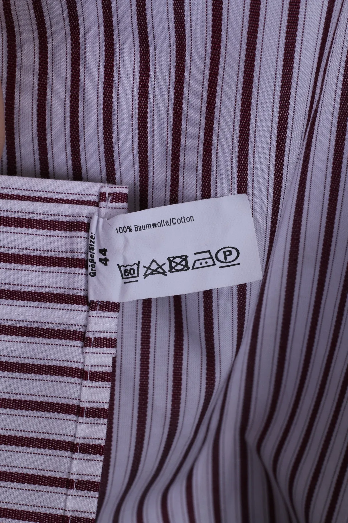 Paul R. Smith Mens 44 XL Casual Shirt Cotton Burgundy Striped Detailed Buttons
