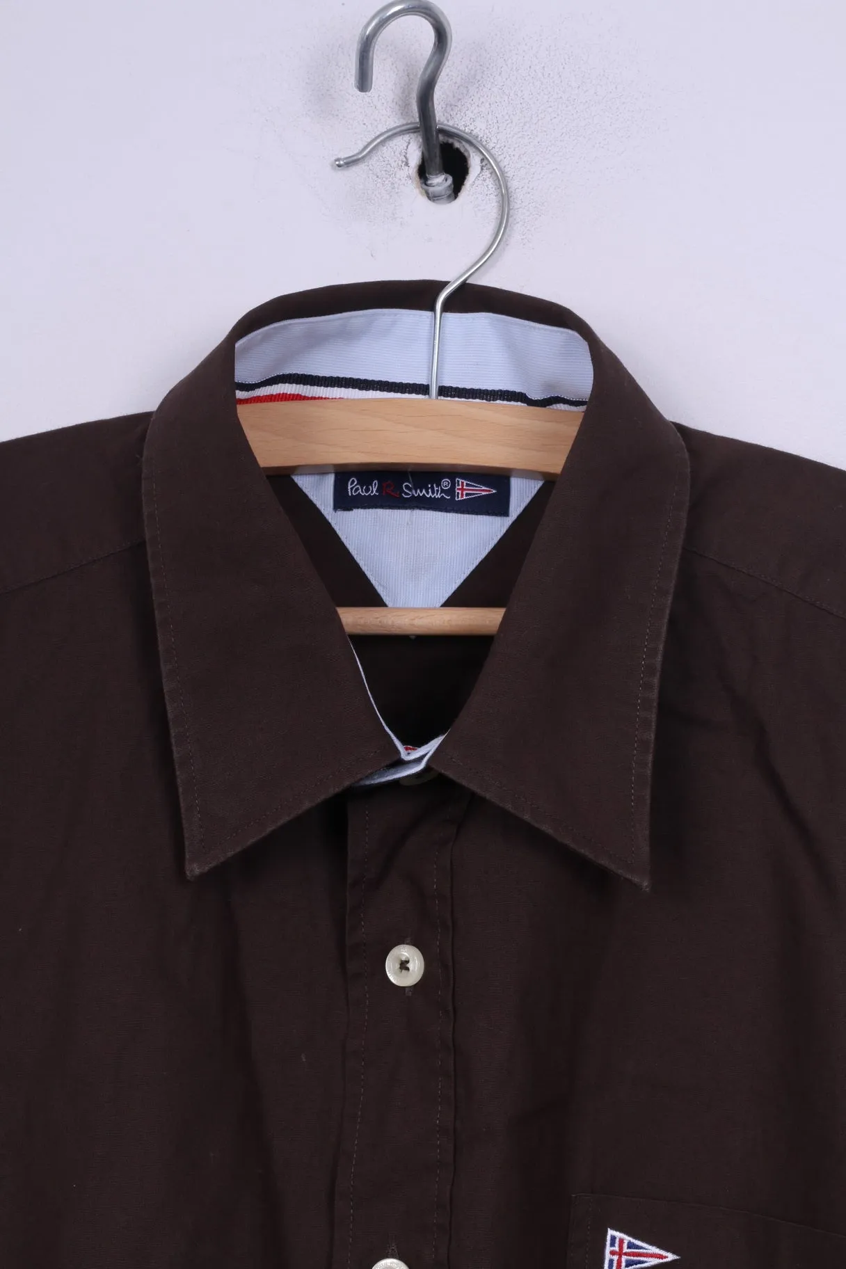 Paul R.Smith Mens M 39/40 Casual Shirt Brown Cotton Long Sleeve