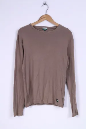 Paul Smith Jeans Mens L Shirt Long Sleeved Khaki Cotton Top