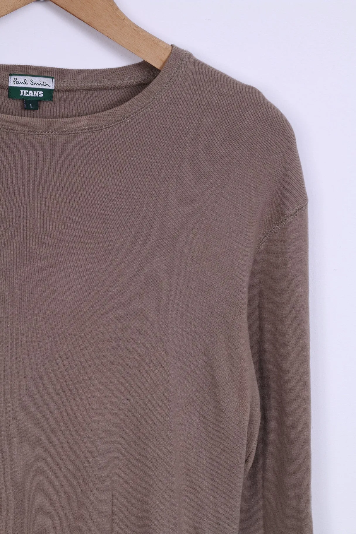 Paul Smith Jeans Mens L Shirt Long Sleeved Khaki Cotton Top
