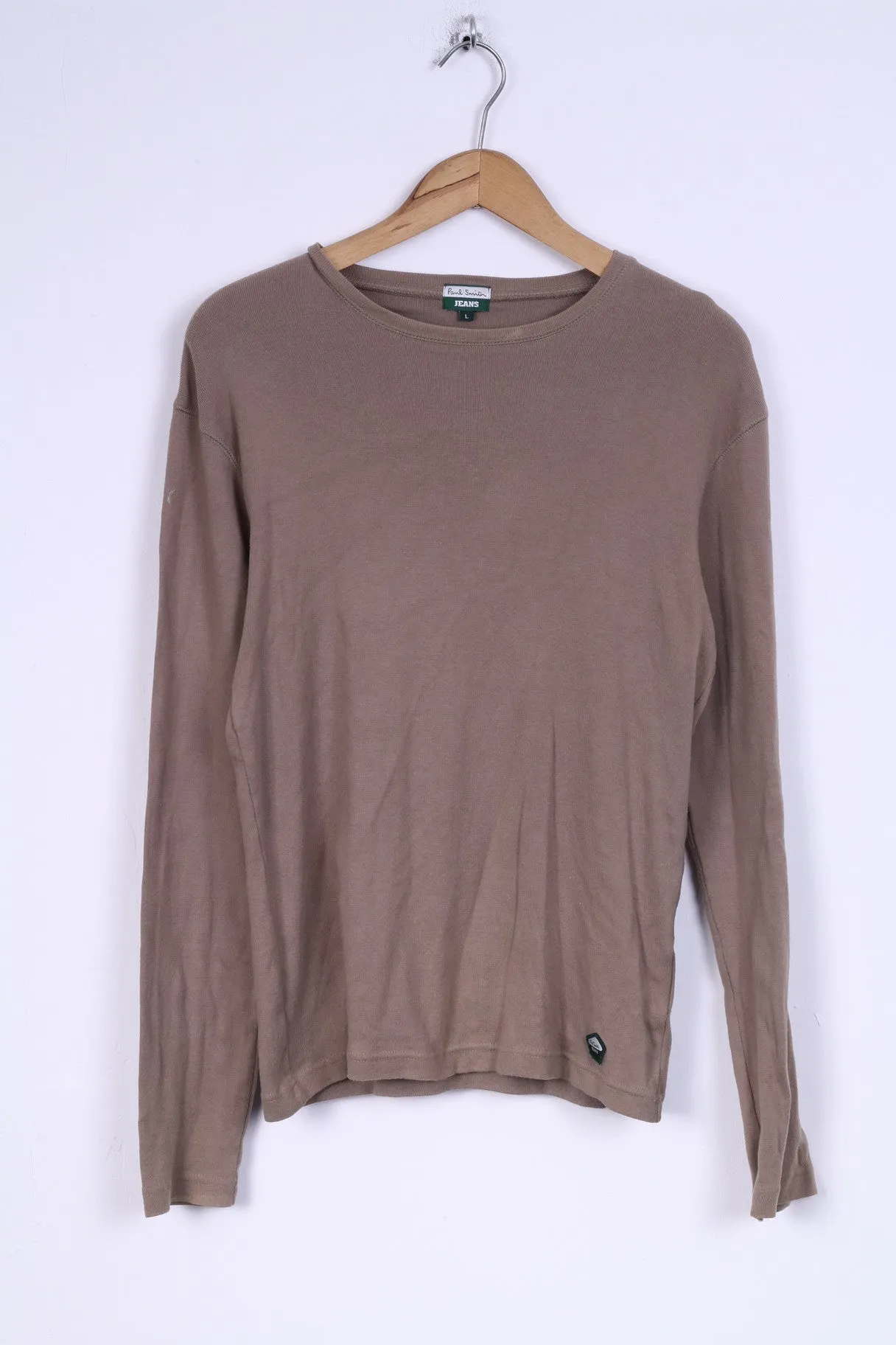 Paul Smith Jeans Mens L Shirt Long Sleeved Khaki Cotton Top